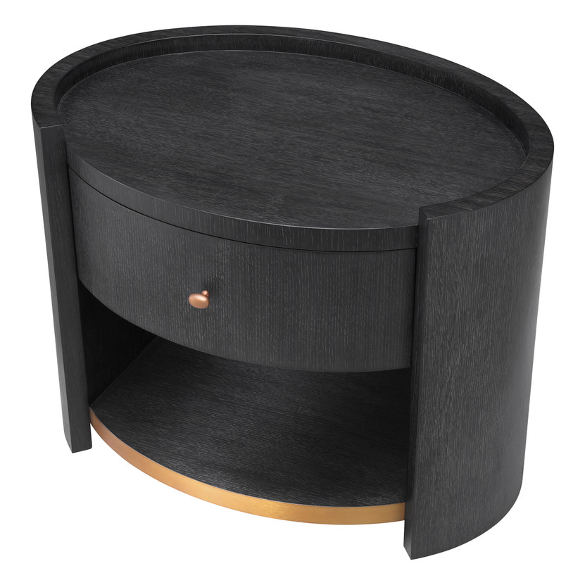 Bedside Table Rosemberg Charcoal Grey Oak Veneer