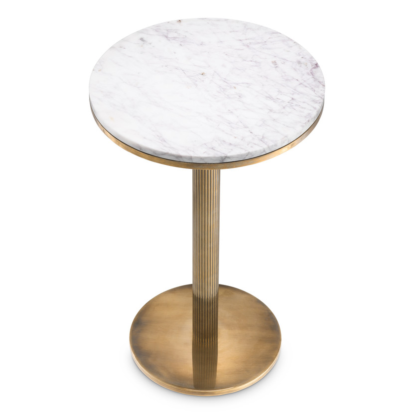 Side Table Tavolara Vintage Brass Finish/White Marble
