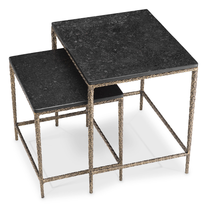 Side Table Ferndale Black Granite Set of 2