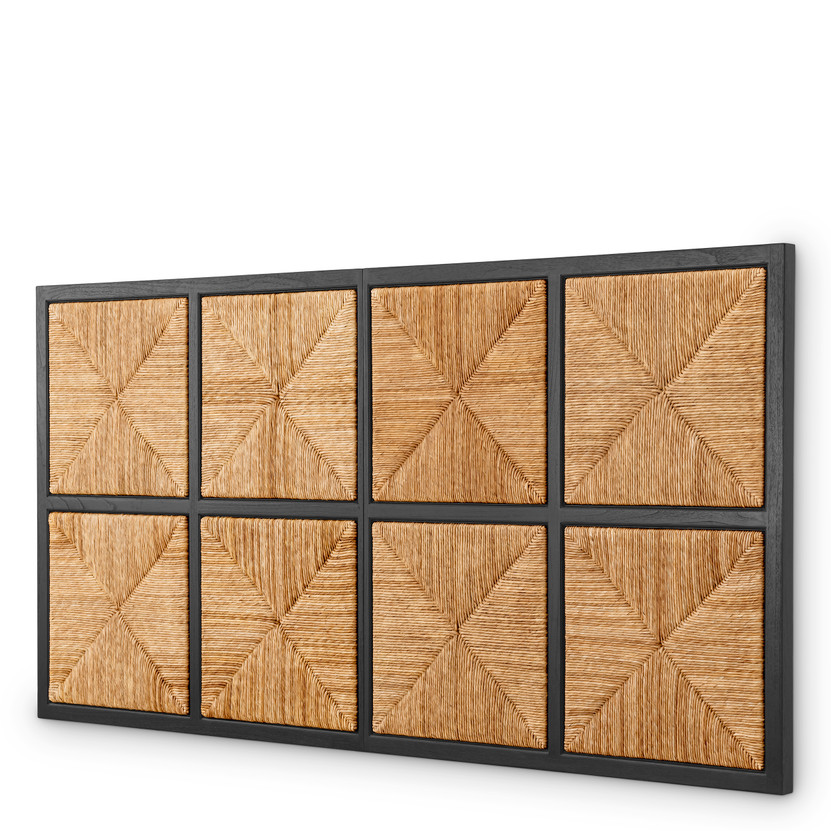 Headboard Aruba Classic Black Finish/Natural Seagrass