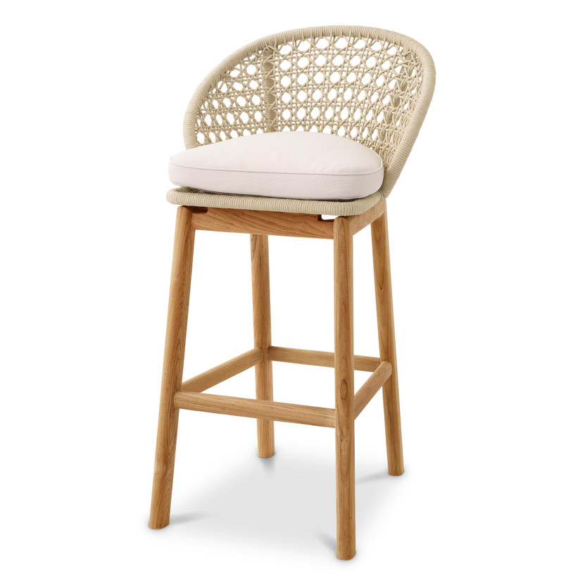 Outdoor Bar Stool Trinity Cream Weave/Flores Off-White