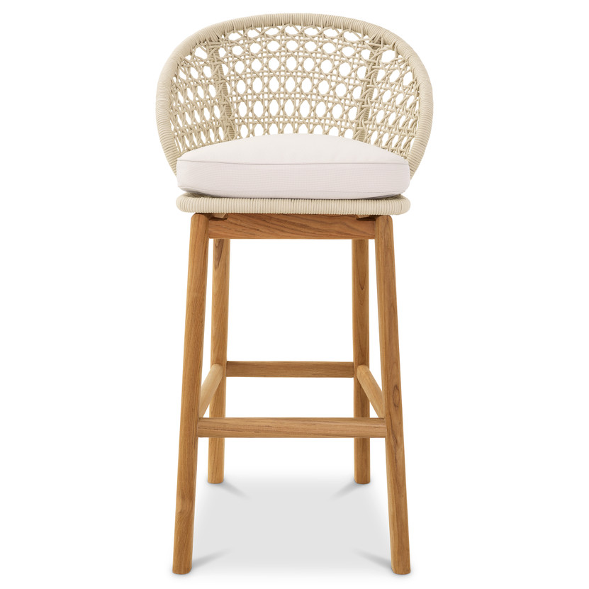 Outdoor Bar Stool Trinity Cream Weave/Flores Off-White