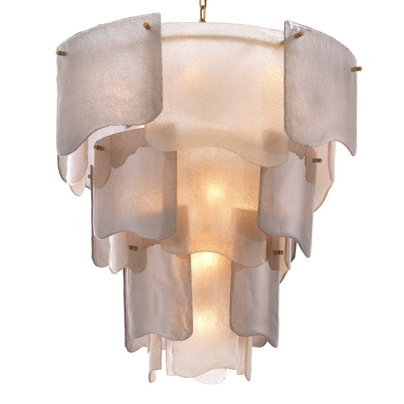 Chandelier Asinara L Antique Brass Finish/Smoke Glass