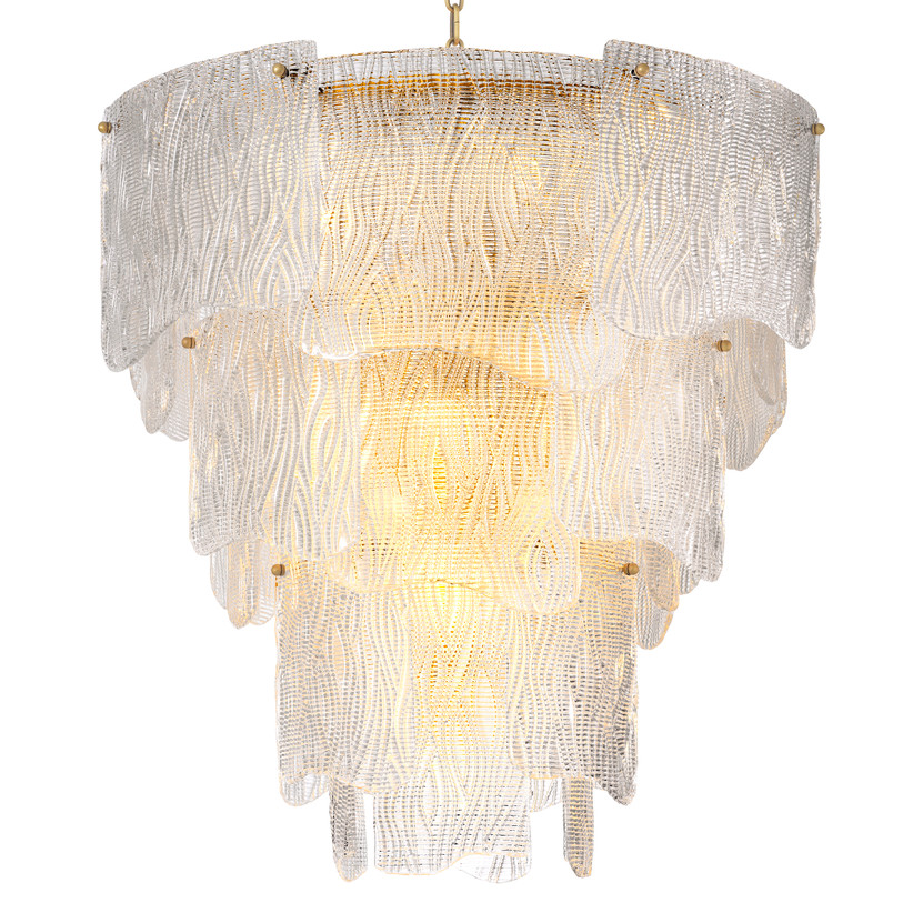 Chandelier Asinara L Clear Textured Glass