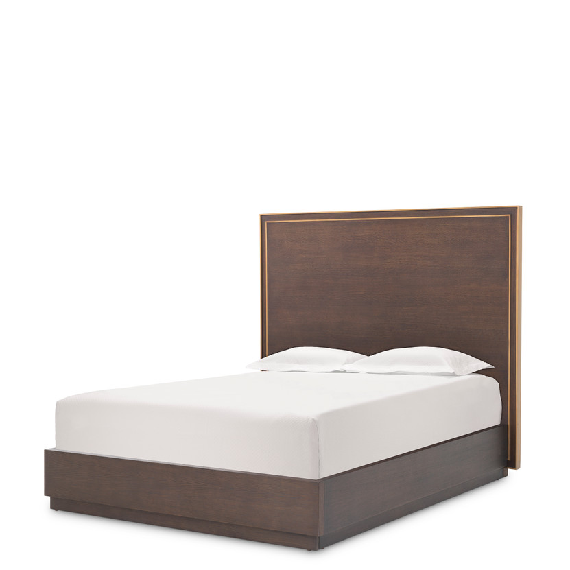 Bed Frame Camelot Queen Size Brown Oak Veneer