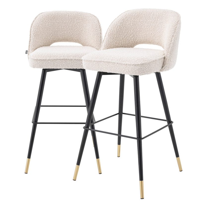 Bar Stool Cliff Bouclé Cream Set of 2