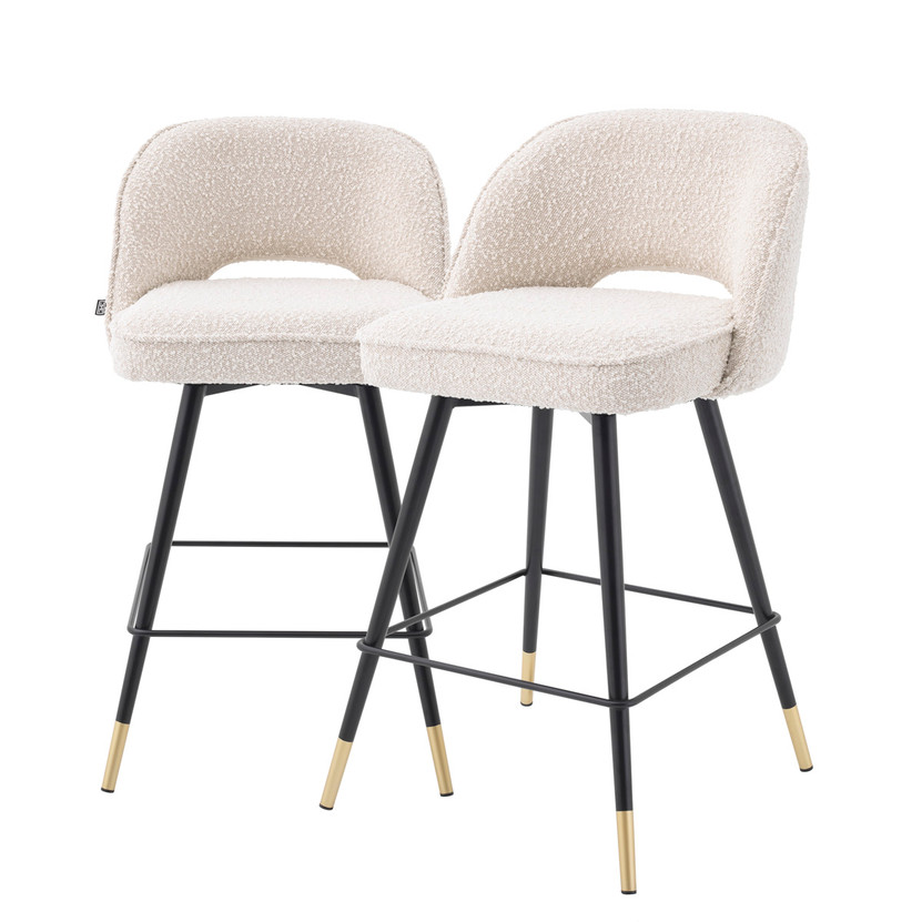 Counter Stool Cliff Bouclé Cream Set of 2