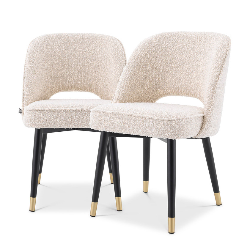 Dining Chair Cliff Bouclé Cream Set of 2