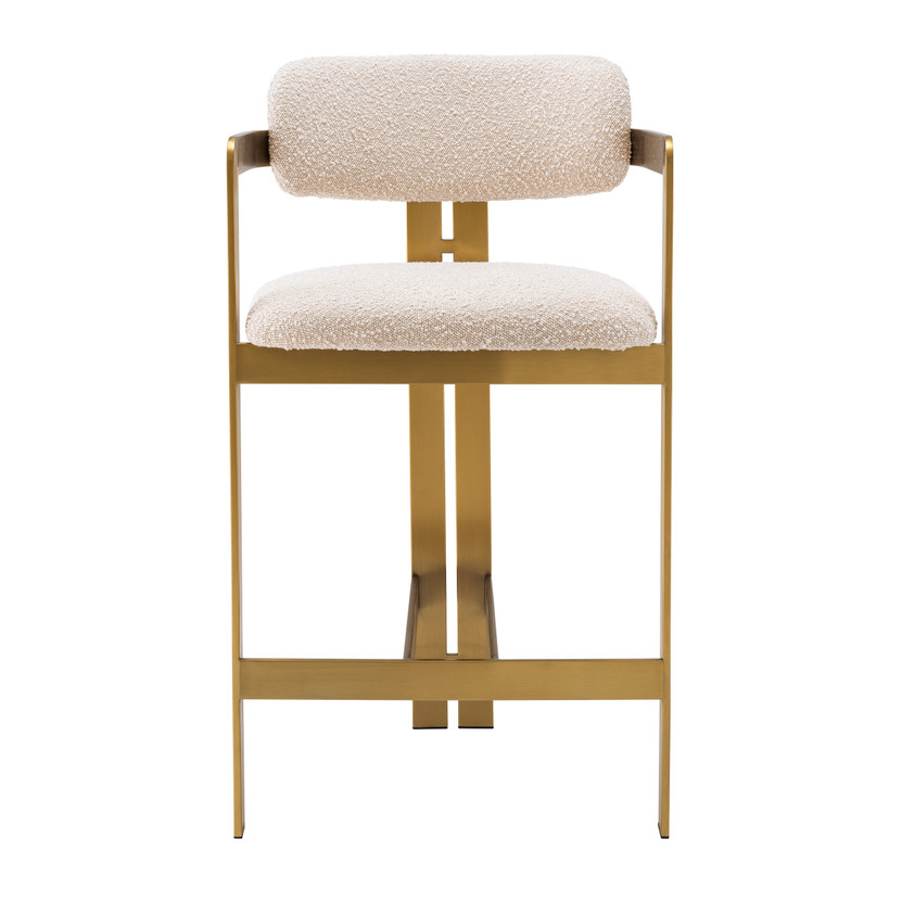 Counter Stool Donato Brushed Brass Finish/Bouclé Cream