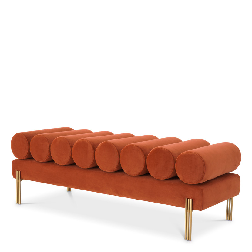 Bench OXLey Savona Orange Velvet/Brushed Brass Finish