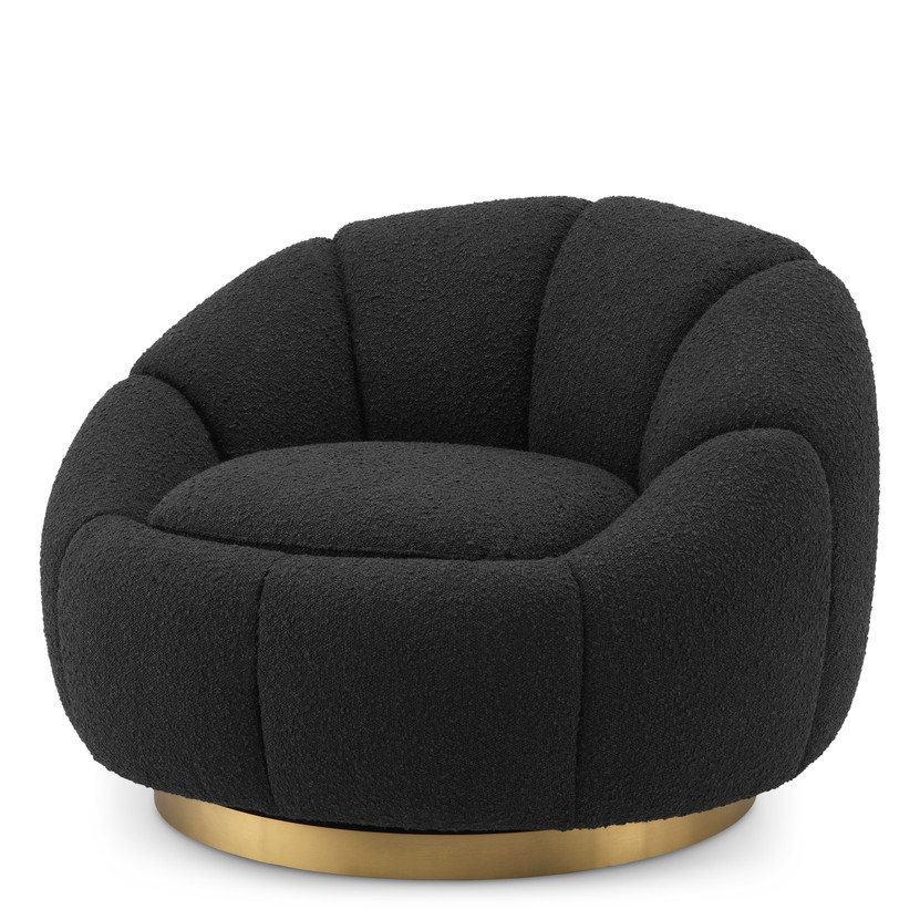 Swivel Chair Inger Bouclé Black