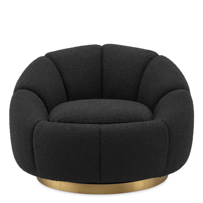 Swivel Chair Inger Bouclé Black