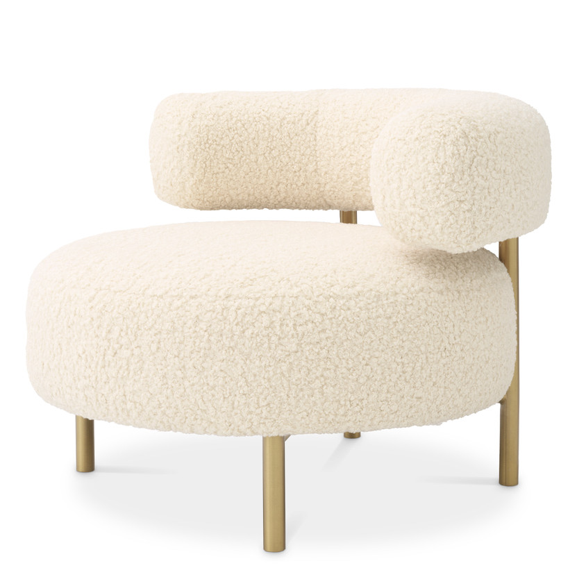Chair Thompson Faux Shearling/Brushed Brass Finish