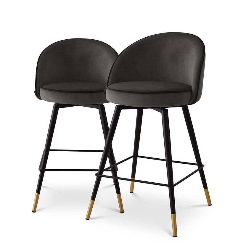 Counter Stool Cooper Roche Dark Grey Velvet Set of 2