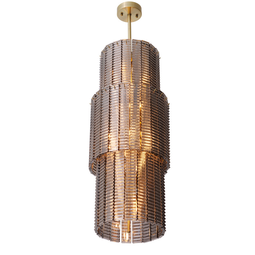 Chandelier Imperial Brushed Brass Finish/Smoke Glass
