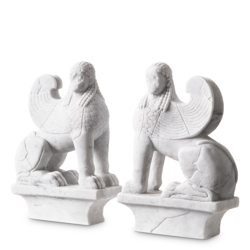 Object Sphinx White Marble Set of 2