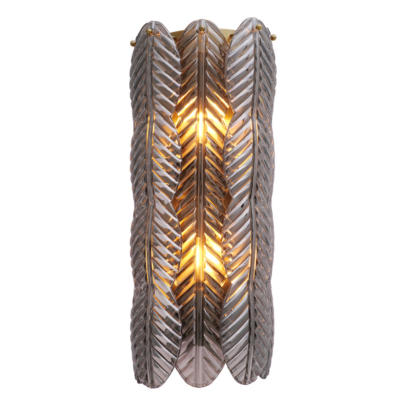 Wall Lamp Sahure Brushed Brass Finish/Smoke Glass