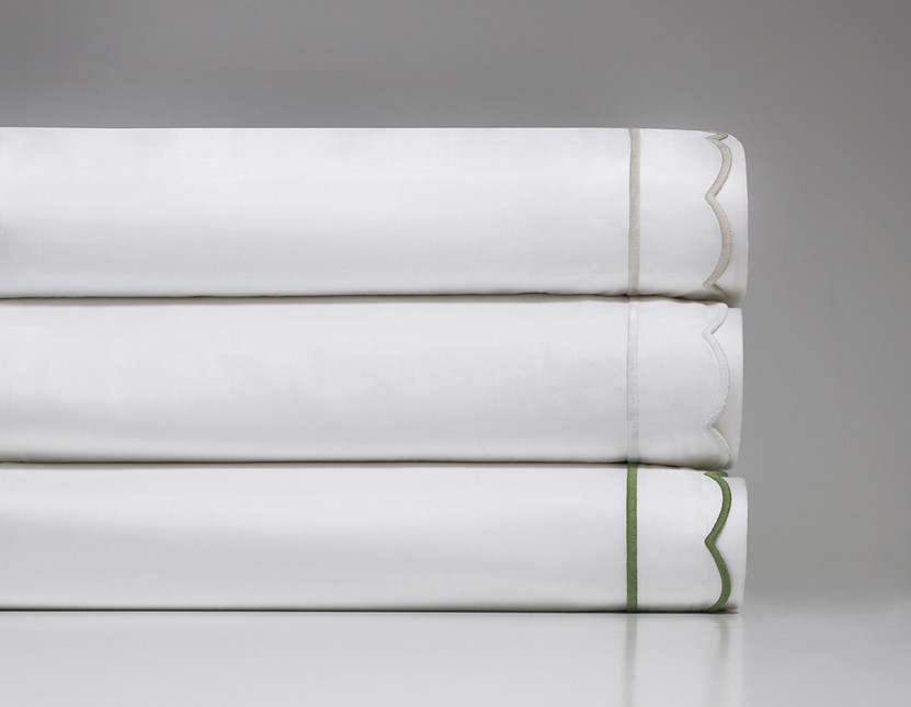 Scallop Queen Duvet Cover w/Pearl  Embroidery