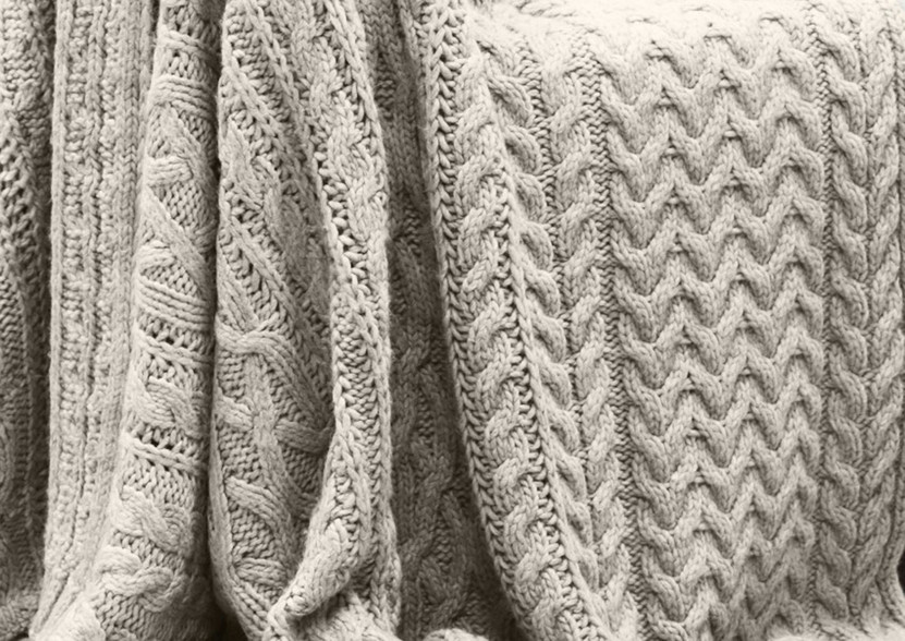 Cable Knit Throw Beige