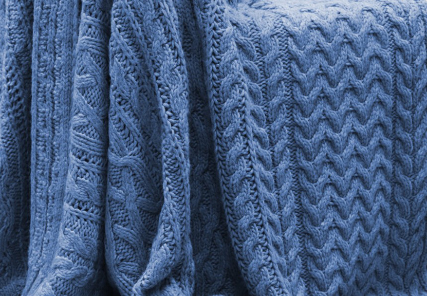 Cable Knit Throw Blue
