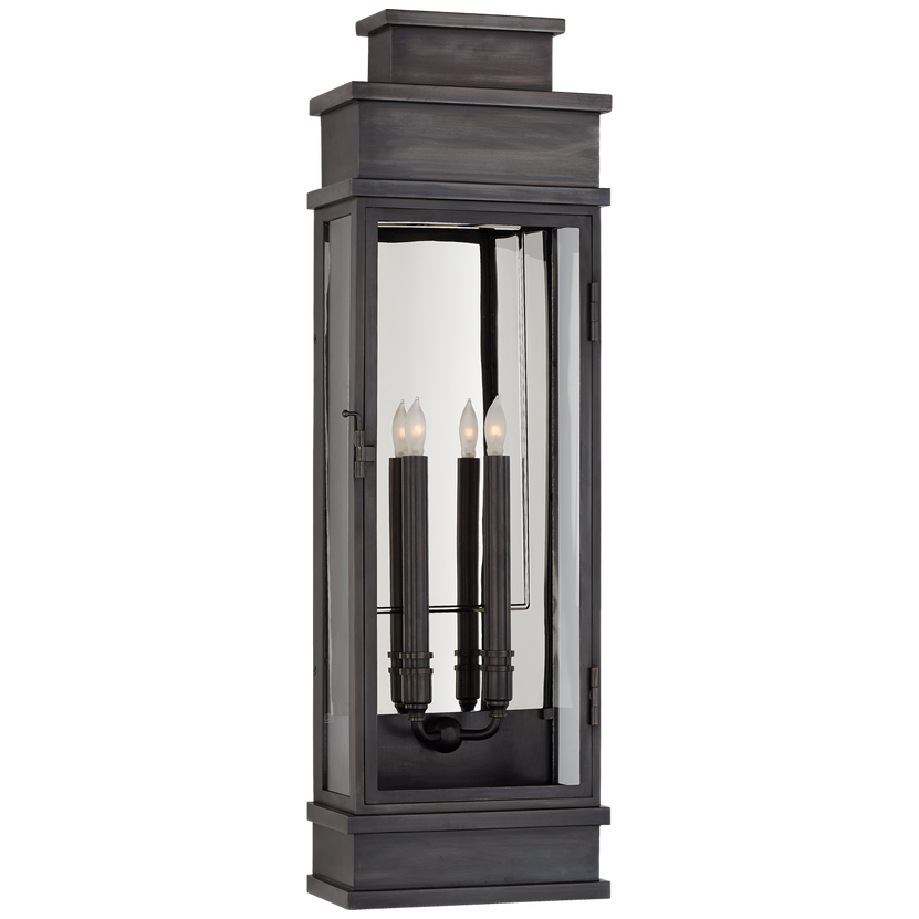 Linear Large Wall Lantern in Bronze with Clear Glass