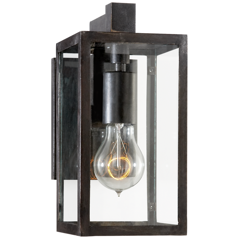 Fresno Framed Short Sconce in Aged Iron with Clear Glass