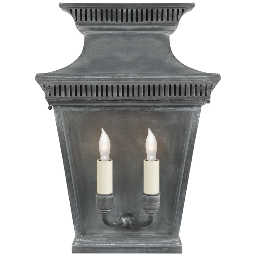 Elsinore Medium 3/4 Wall Lantern in Weathered Zinc with Clear Glass