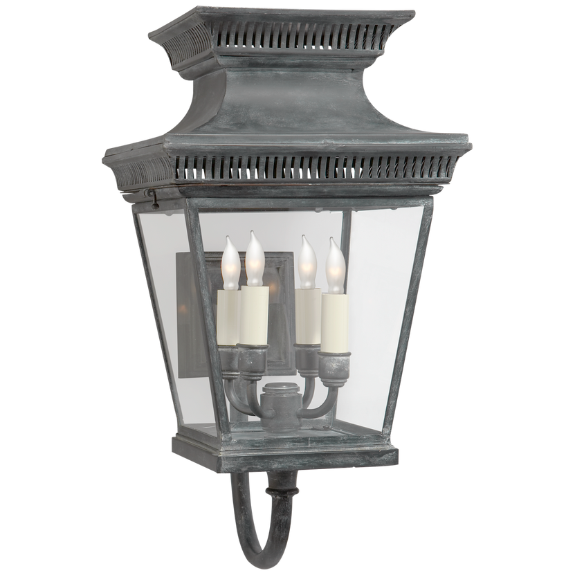 Elsinore Medium Bracket Lantern in Weathered Zinc with Clear Glass