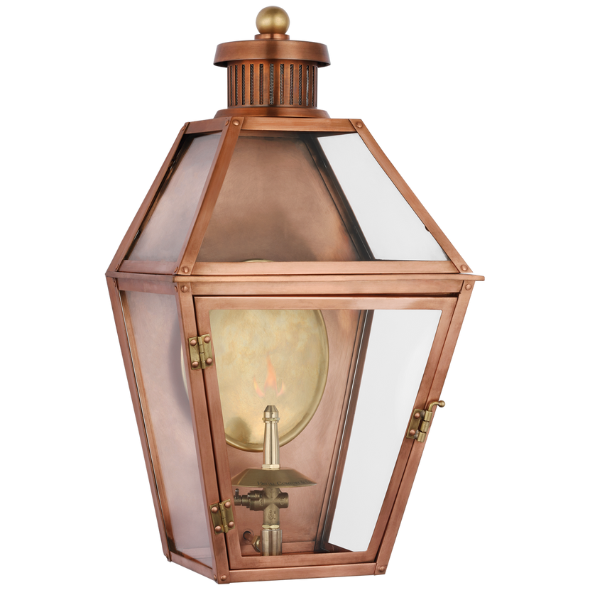 Stratford Small 3/4 Gas Wall Lantern in Soft Copper with Clear Glass