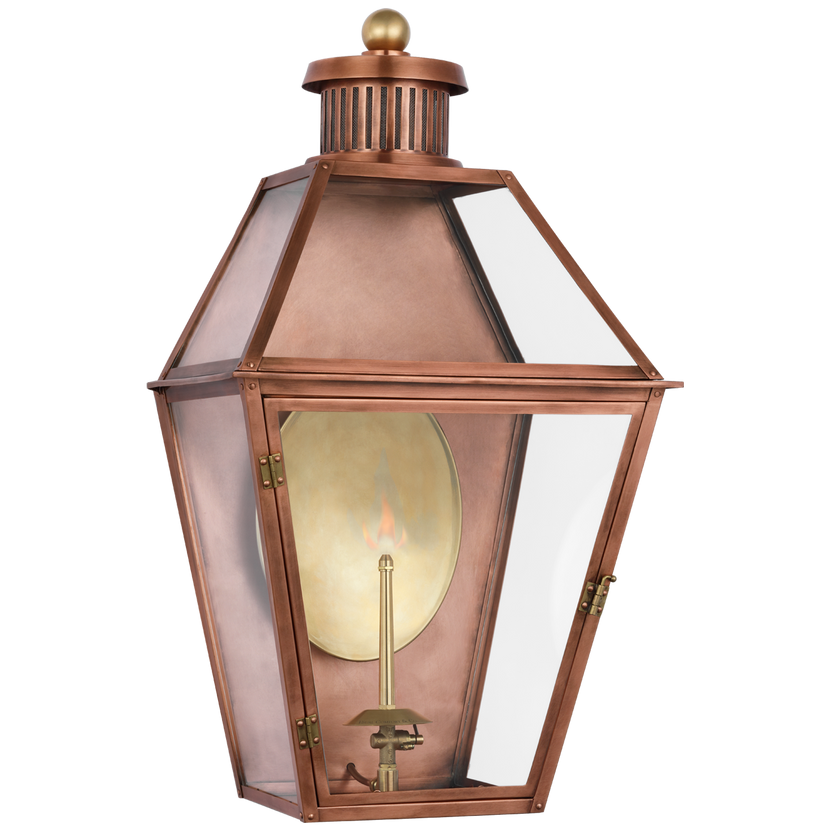 Stratford Medium 3/4 Gas Wall Lantern in Soft Copper with Clear Glass