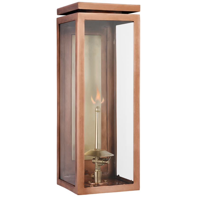 Fresno Medium 3/4 Gas Wall Lantern in Soft Copper with Clear Glass