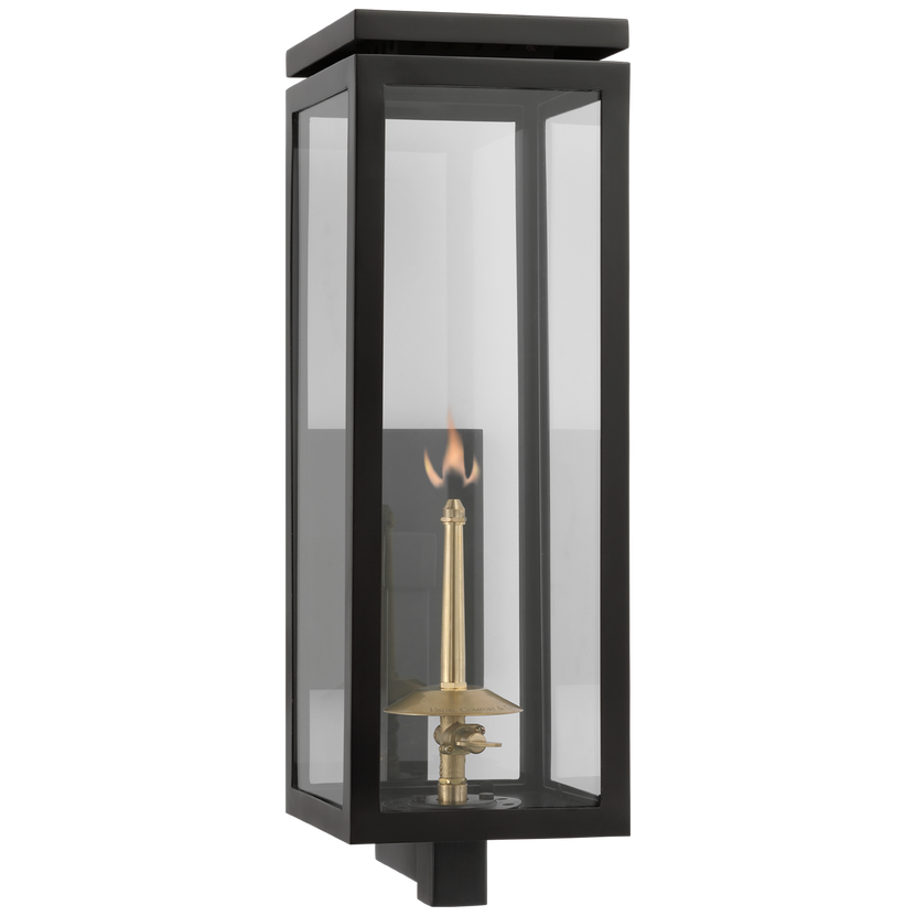 Fresno Medium Bracketed Gas Wall Lantern in Matte Black with Clear Glass
