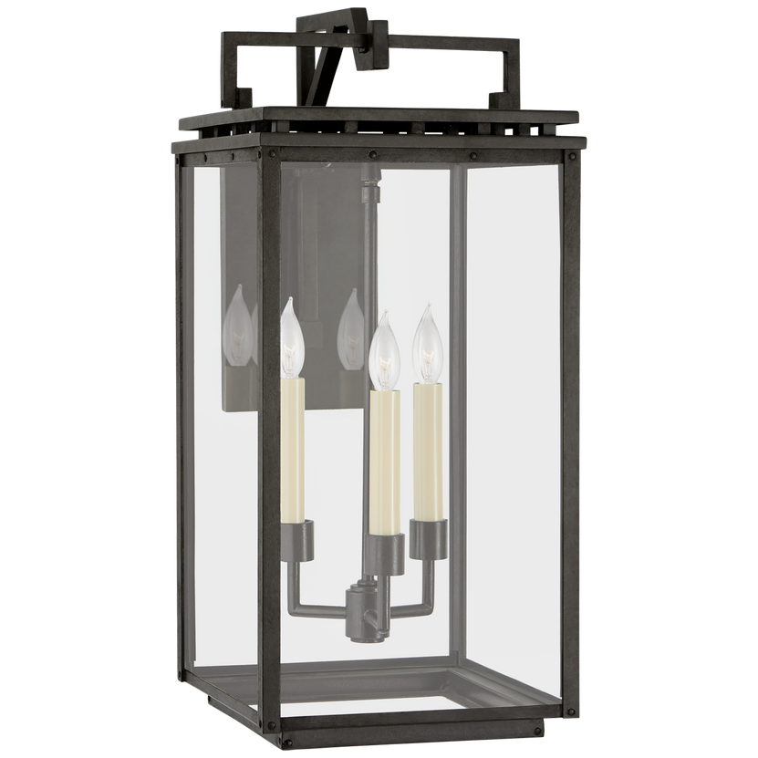 Cheshire Medium Bracketed Wall Lantern in Aged Iron with Clear Glass