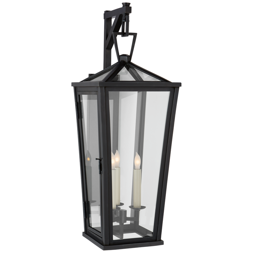 Darlana Medium Tall Bracketed Wall Lantern in Bronze with Clear Glass