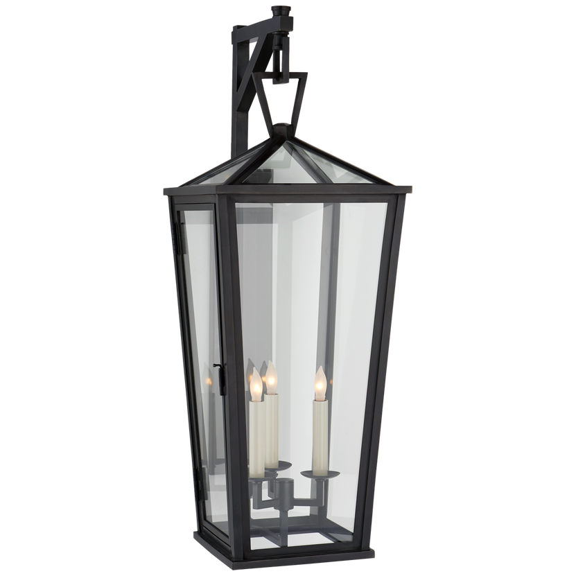 Darlana Large Tall Bracketed Wall Lantern in Bronze with Clear Glass