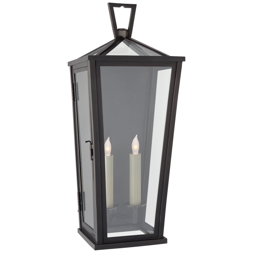 Darlana Medium Tall 3/4 Wall Lantern in Bronze with Clear Glass