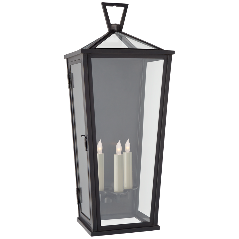 Darlana Large Tall 3/4 Wall Lantern in Bronze with Clear Glass
