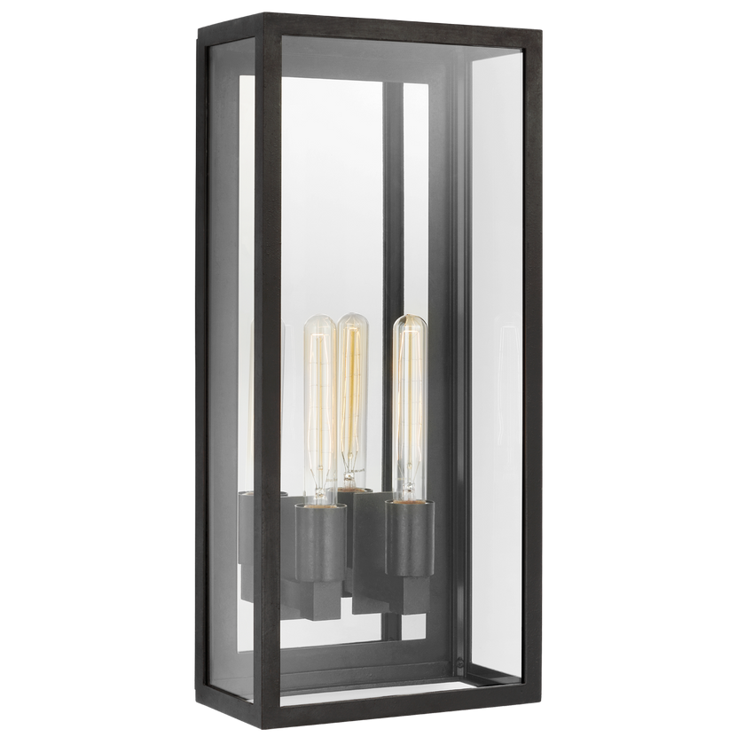 Fresno Large 2-Light 3/4 Wall Lantern in Aged Iron with Clear Glass