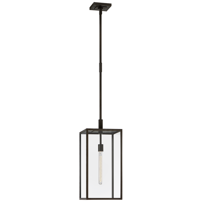 Fresno Large Hanging Lantern in Aged Iron with Clear Glass