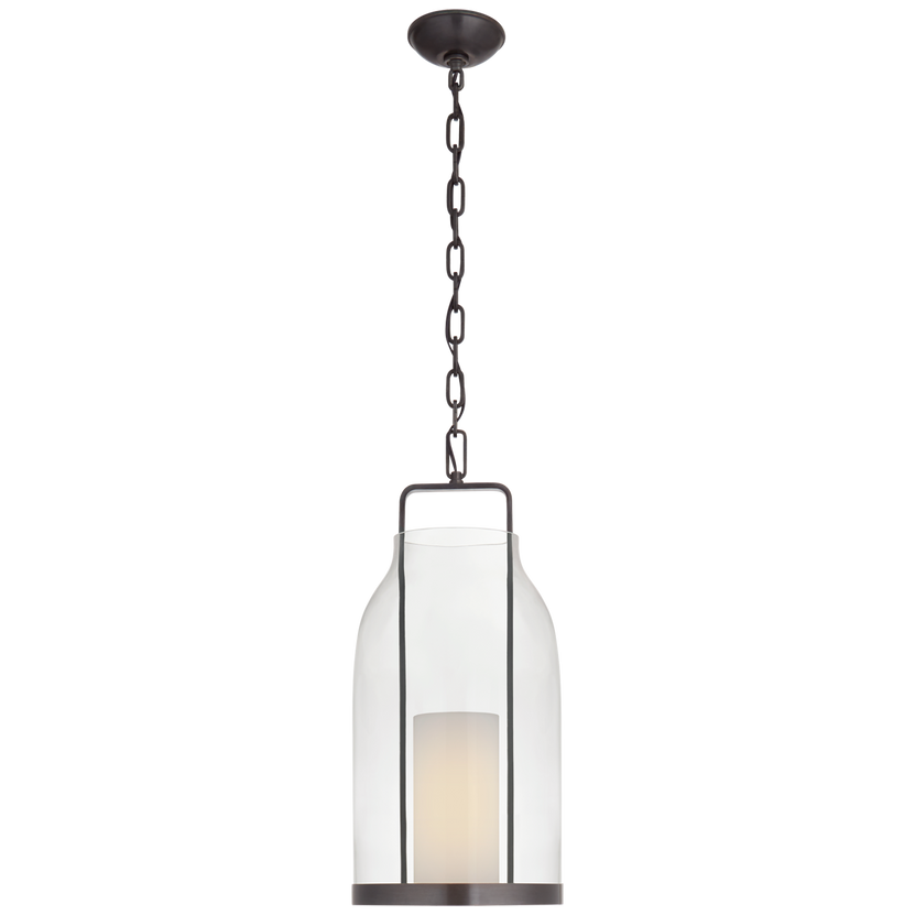 Ollie Medium Lantern in Bronze with Clear Glass