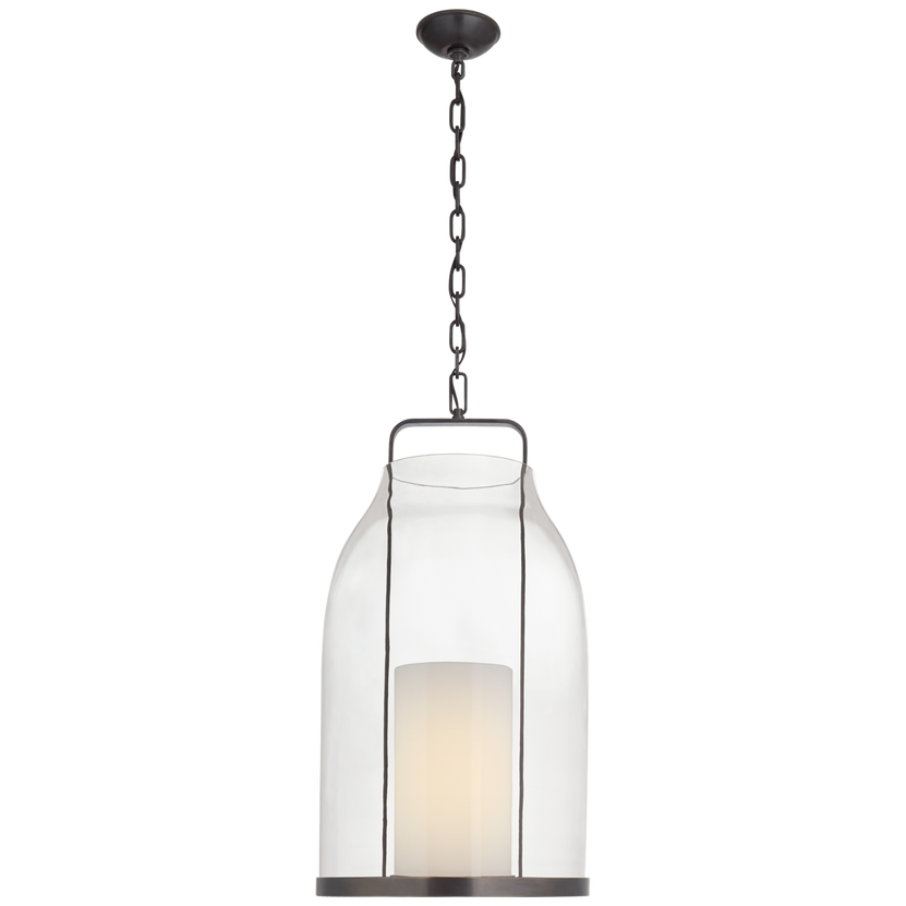 Ollie Large Lantern in Bronze with Clear Glass