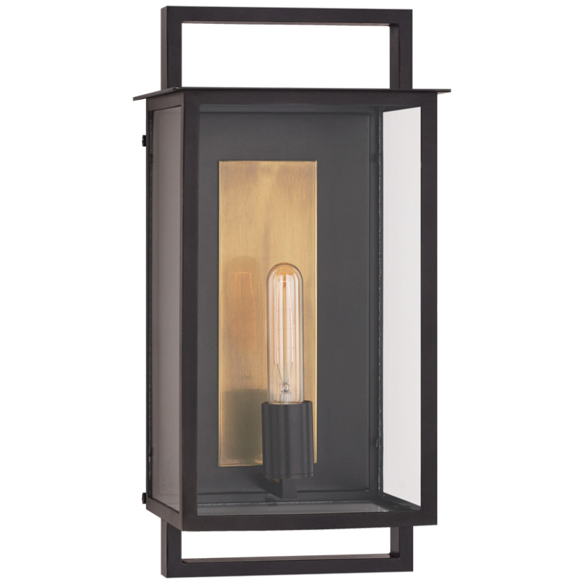 Halle Medium Wall Lantern in Aged Iron with Clear Glass