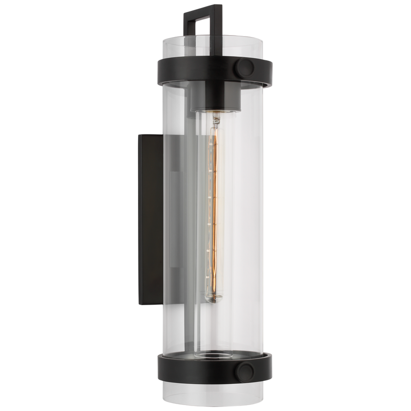 Kears Medium Bracketed Wall Light in Aged Iron with Clear Glass