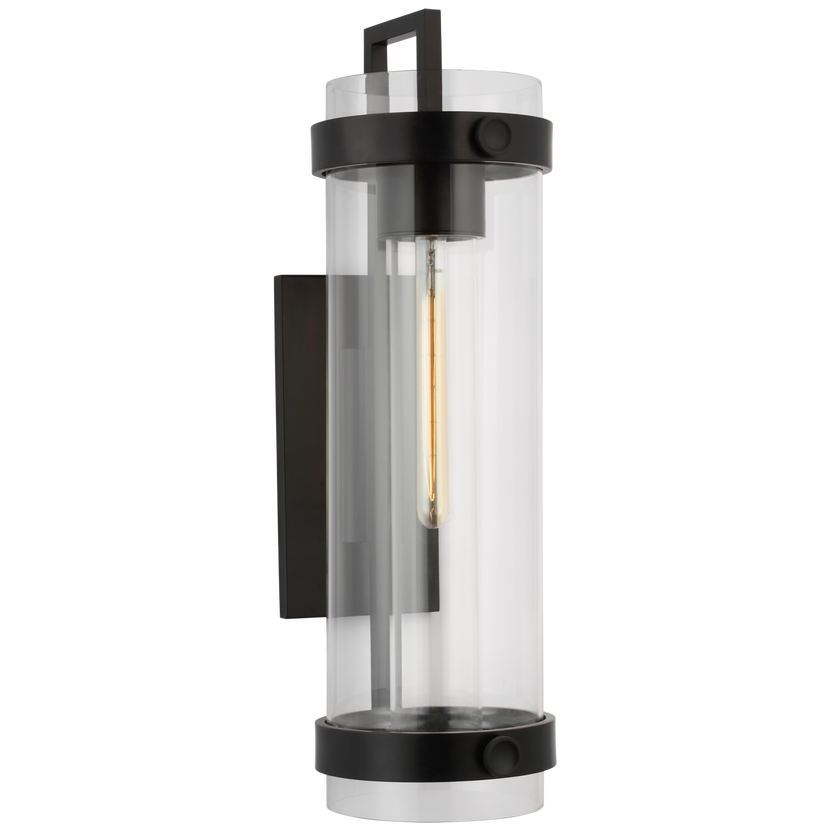 Kears Large Bracketed Wall Light in Aged Iron with Clear Glass