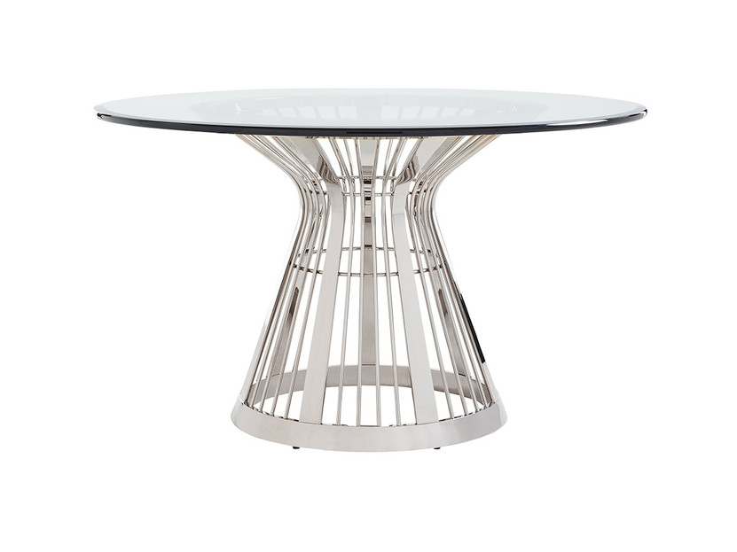 Riviera Stainless Dining Table With 54 Inch Glass Top