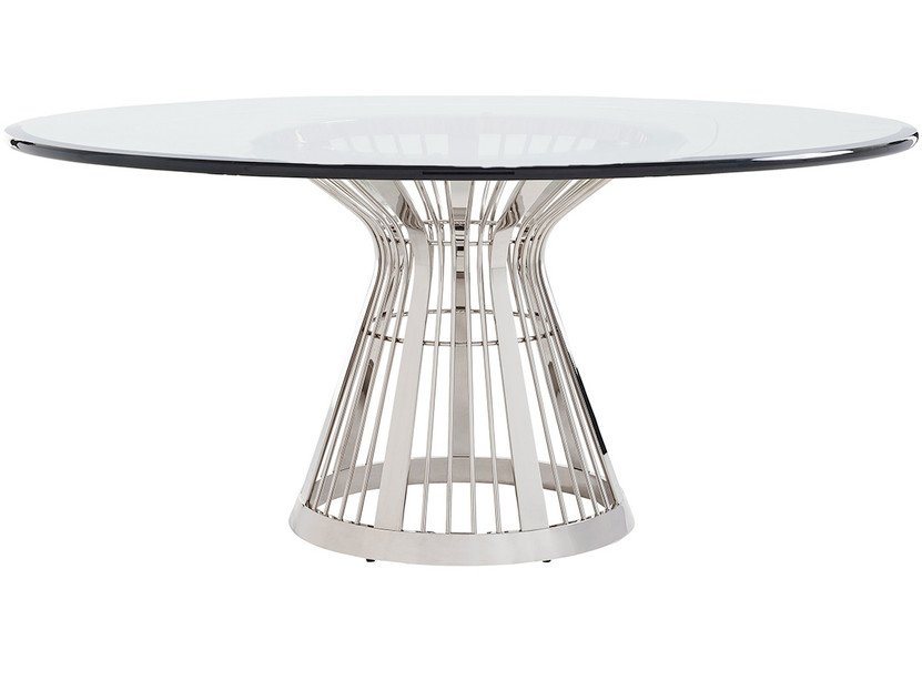 Riviera Stainless Dining Table With 72 Inch Glass Top