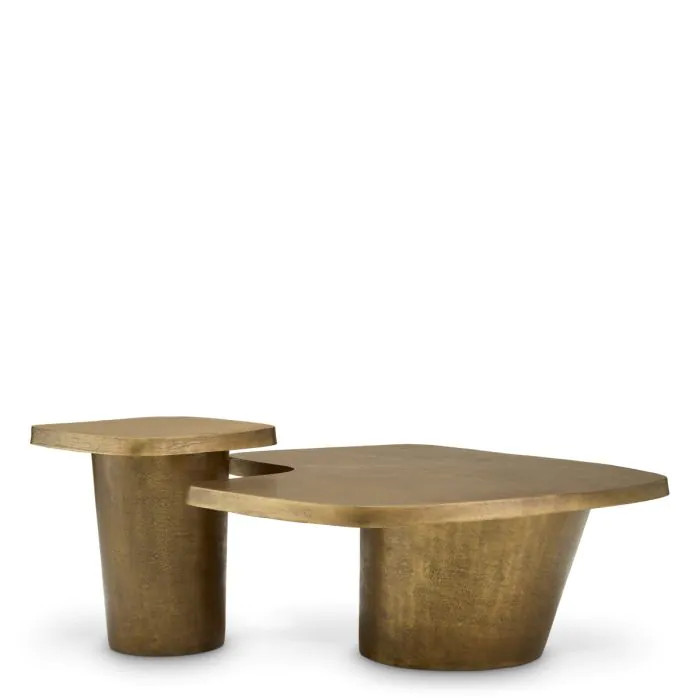 Coffee Table Pierro Vintage Brass Finish Set Of 2
