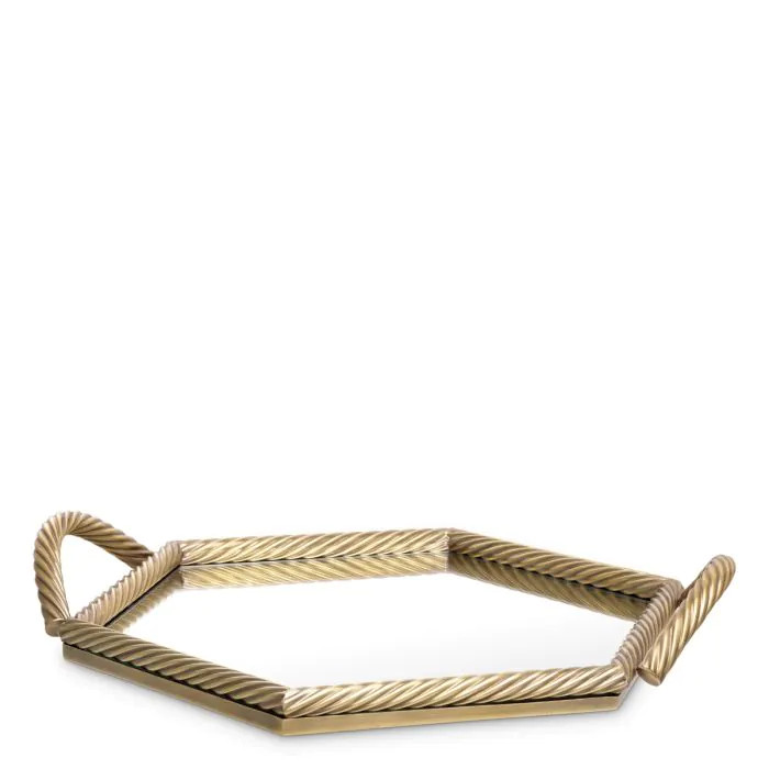 Tray Salvi Hexagon Vintage Brass Finish