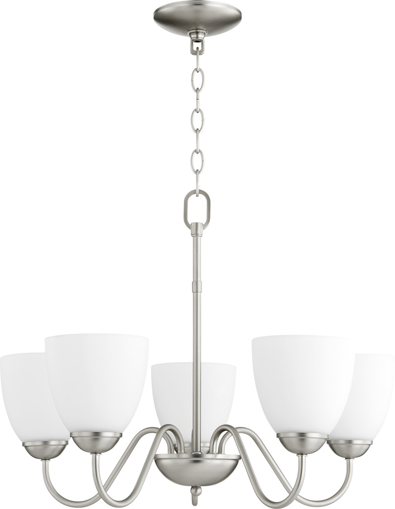 5 Light Opal Chandelier - Nickel