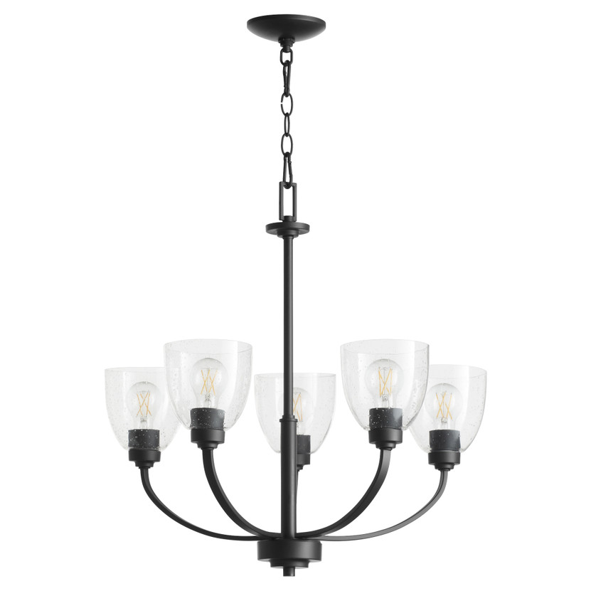 Reyes 5 Light Clear Seeded Chandelier- Black